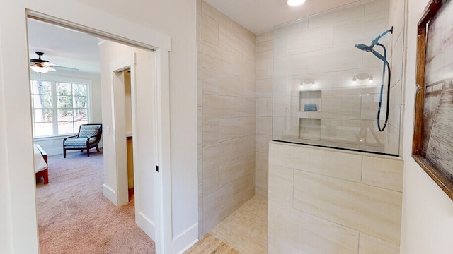 151 Cypress Dr, Mccormick, SC 29835 - bathroom featuring ceiling fan and tiled shower