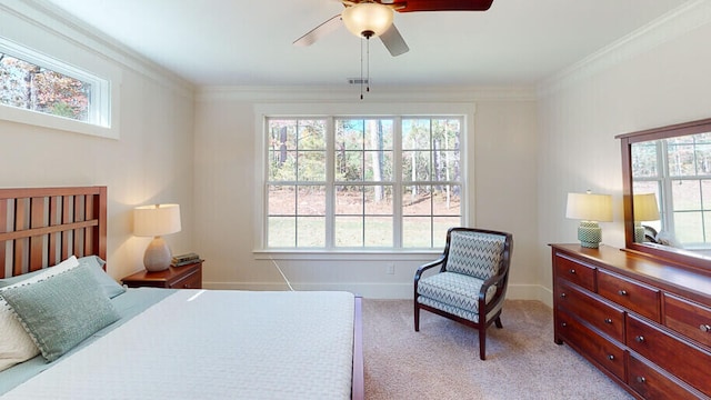 151 Cypress Dr, Mccormick, SC 29835 - bedroom with crown molding, light colored carpet, and ceiling fan