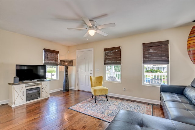 2010 Battle, Augusta, GA 30904 - living room with healthy amount of natural light, wood finished floors, a glass covered fireplace, and ceiling fan
