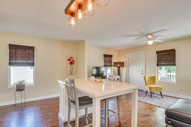 2010 Battle, Augusta, GA 30904 - kitchen with dark wood-style flooring, a chandelier, and ceiling fan