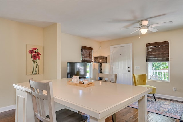 2010 Battle, Augusta, GA 30904 - dining room with dark wood-style floors and a ceiling fan