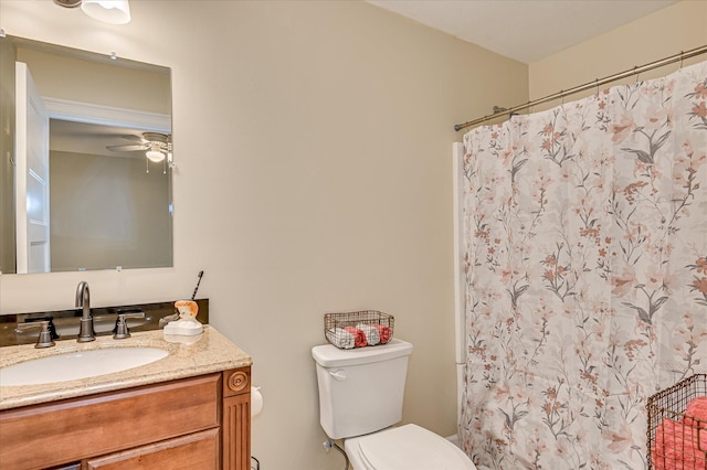 2010 Battle, Augusta, GA 30904 - bathroom with vanity, a ceiling fan, and curtained shower