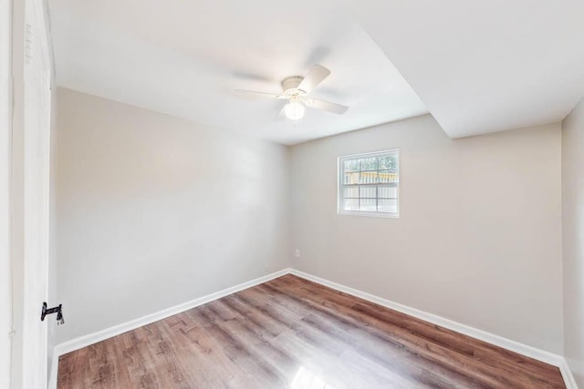 unfurnished room featuring ceiling fan and light hardwood / wood-style floors