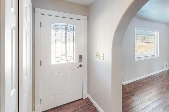 foyer with dark wood-type flooring