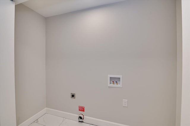 2813 Ridgecrest Dr, Hephzibah, GA 30815 - laundry area featuring hookup for an electric dryer, washer hookup, and light marble finish floors