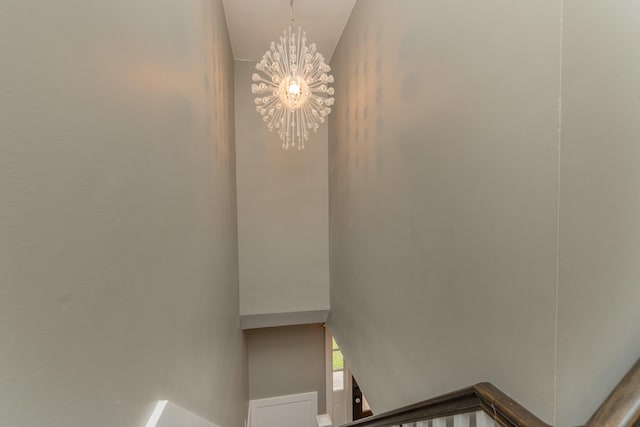 1 Partridge Ct, Aiken, SC 29803 - stairs featuring a chandelier