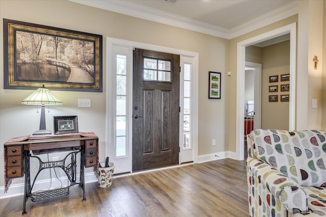 186 Tara Dr, Mccormick, SC 29835 - entryway with ornamental molding, baseboards, and wood finished floors