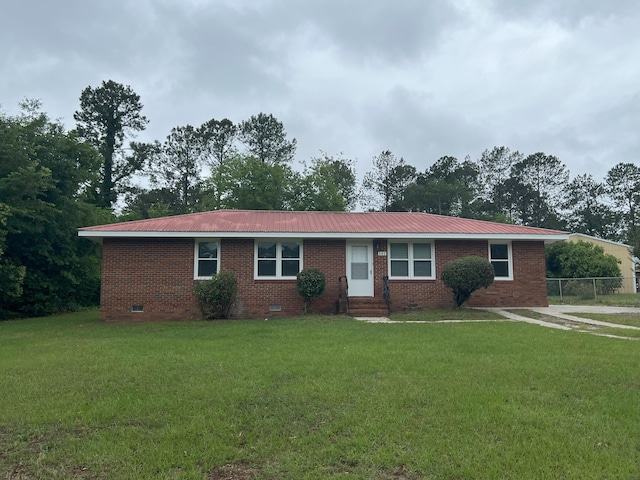 202 Hillview Dr, Graniteville, SC 29829 - ranch-style house with crawl space, entry steps, a metal roof, and a front yard