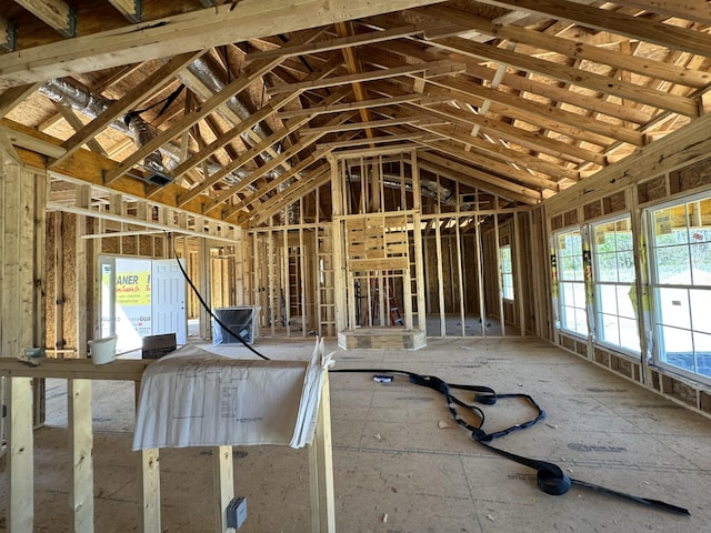 misc room with vaulted ceiling