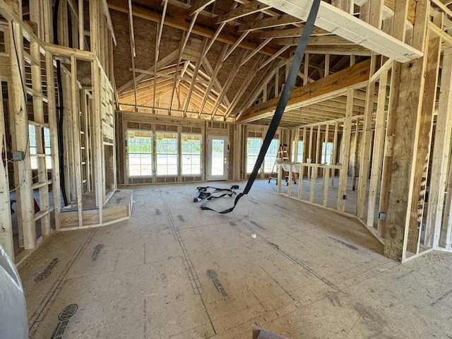 misc room featuring lofted ceiling