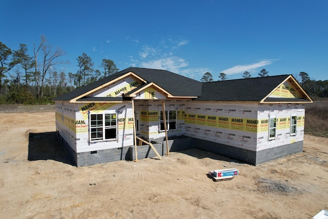 property in mid-construction with crawl space