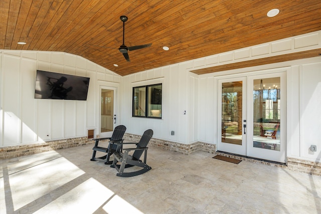 view of patio / terrace featuring french doors and a ceiling fan