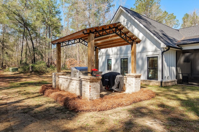 view of patio / terrace featuring a grill