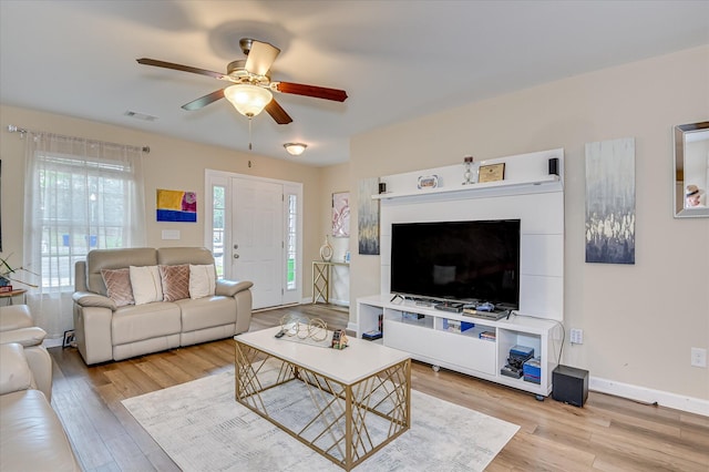 6005 Village W Ln, Graniteville, SC 29829 - living area featuring light wood-style flooring and ceiling fan
