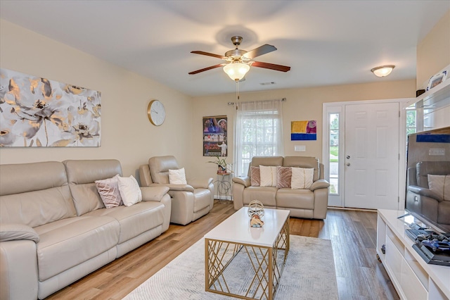 6005 Village W Ln, Graniteville, SC 29829 - living area with a ceiling fan and wood finished floors