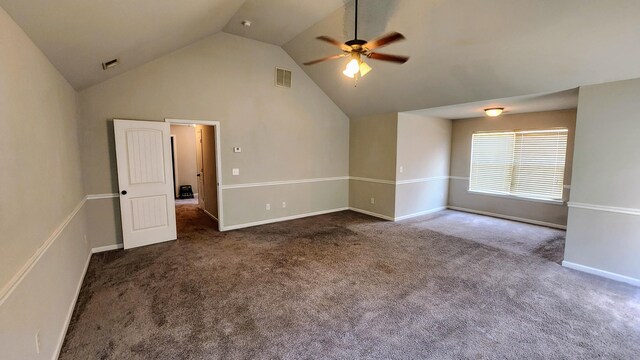 2806 Huntcliffe Dr, Augusta, GA 30909 - carpeted empty room with vaulted ceiling and ceiling fan