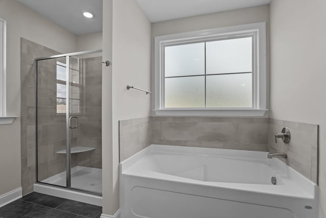 1216 Elbron Dr, Augusta, GA 30909 - bathroom with a stall shower, a garden tub, and baseboards