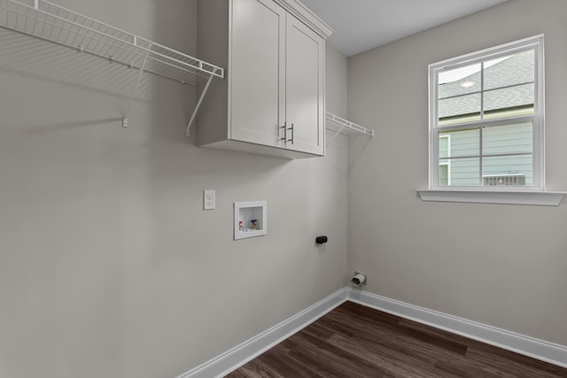 1216 Elbron Dr, Augusta, GA 30909 - laundry room featuring baseboards, dark wood-style floors, hookup for a washing machine, and cabinet space