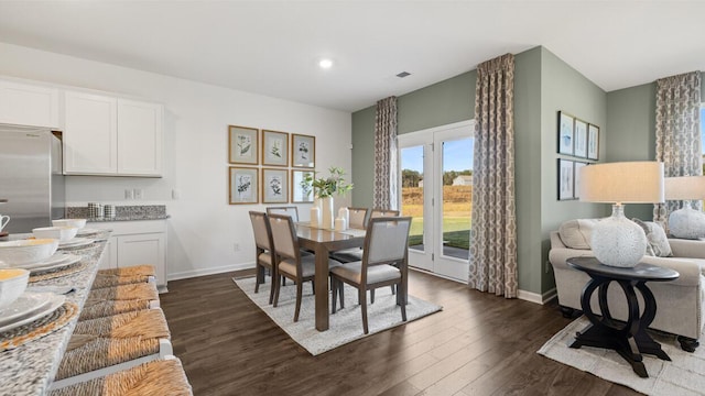1260 Birch Cir, Grovetown, GA 30813 - dining area with dark wood-style floors, baseboards, and recessed lighting