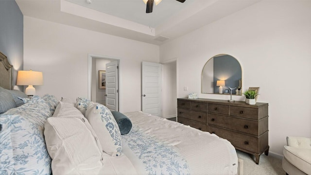 1260 Birch Cir, Grovetown, GA 30813 - carpeted bedroom with ceiling fan, baseboards, and a raised ceiling