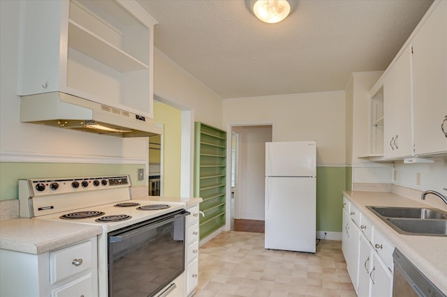 538 Hickman Rd, Augusta, GA 30904 - kitchen featuring white appliances, under cabinet range hood, and white cabinetry