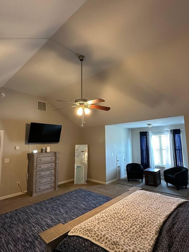 3113 Theodore St, Augusta, GA 30909 - bedroom featuring carpet, vaulted ceiling, and a ceiling fan