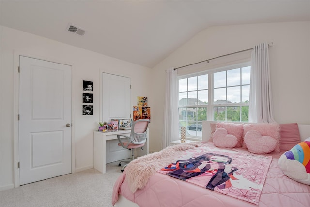 1207 Mary Hill Ct, Evans, GA 30809 - bedroom featuring visible vents, carpet floors, and vaulted ceiling