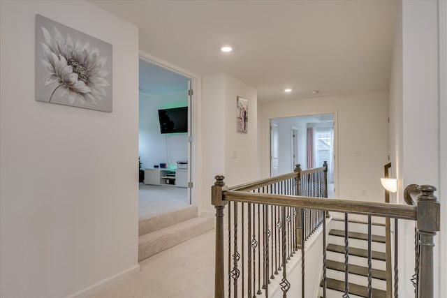 1207 Mary Hill Ct, Evans, GA 30809 - hall with carpet floors, baseboards, recessed lighting, and an upstairs landing