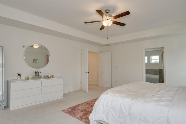 1207 Mary Hill Ct, Evans, GA 30809 - bedroom with light colored carpet, a ceiling fan, and ensuite bath