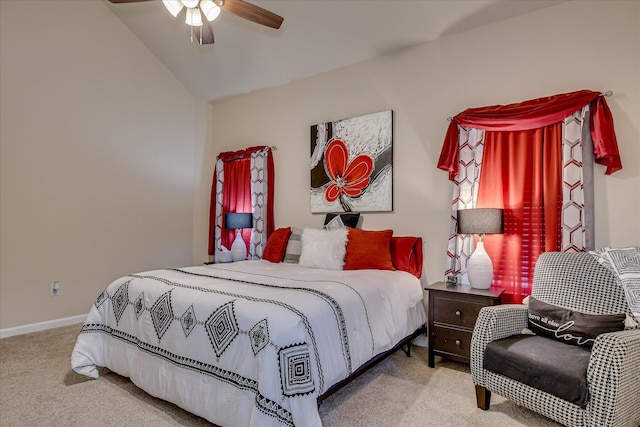 1222 Jessie Way, Augusta, GA 30906 - bedroom with baseboards, vaulted ceiling, ceiling fan, and carpet