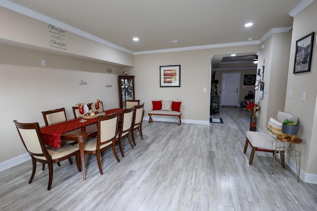 1222 Jessie Way, Augusta, GA 30906 - dining room featuring baseboards, ornamental molding, recessed lighting, and light wood-style flooring
