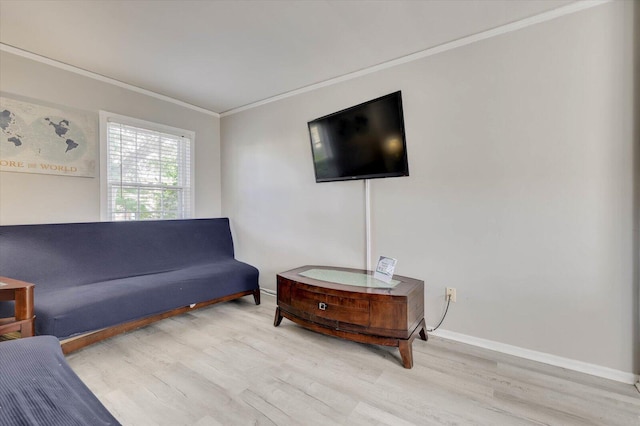 interior space with wood-type flooring and ornamental molding