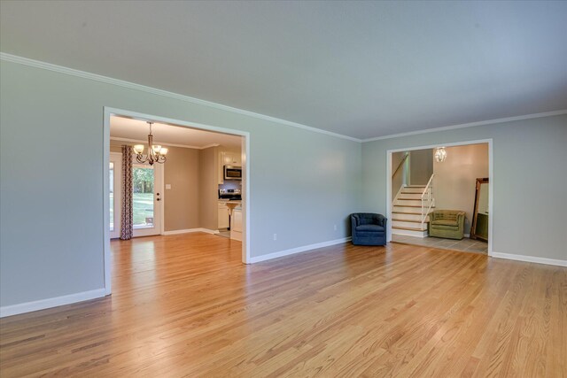 813 Hammond Dr, North Augusta, SC 29841 - entrance foyer with a chandelier, stairway, baseboards, and ornamental molding