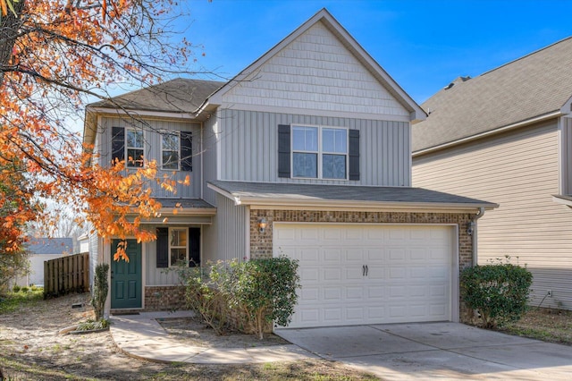 view of front property with a garage