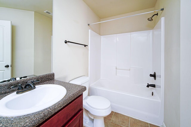 full bathroom with toilet, vanity, and  shower combination