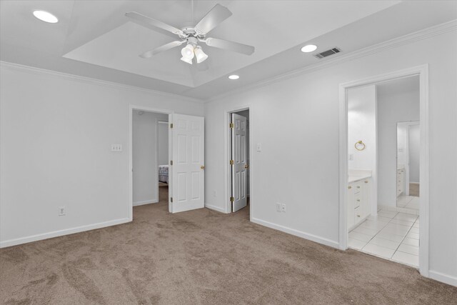 4942 Marble Dr, Evans, GA 30809 - unfurnished bedroom with visible vents, ornamental molding, light carpet, baseboards, and recessed lighting
