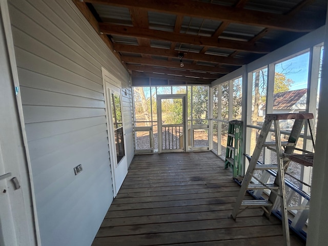 view of unfurnished sunroom