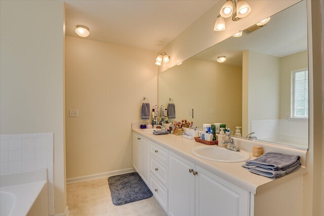 240 Full Circle Dr, Evans, GA 30809 - bathroom featuring double vanity, a garden tub, and tile patterned flooring