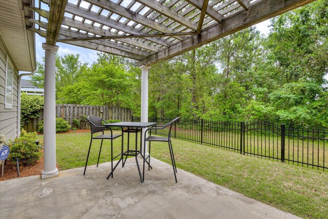 240 Full Circle Dr, Evans, GA 30809 - fenced backyard featuring a pergola, a patio, and outdoor dining area