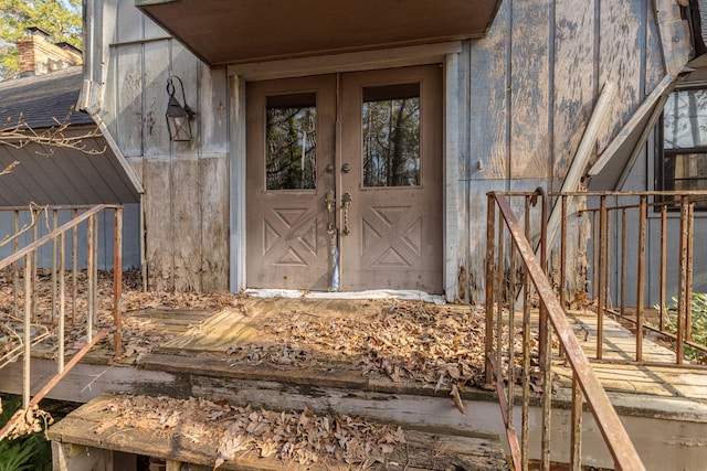 property entrance with french doors