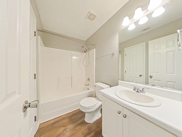 9025 Baker Ct, Augusta, GA 30909 - bathroom with wood finished floors, toilet, vanity, and shower / bath combination