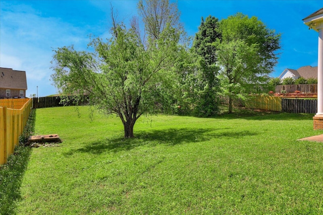 view of yard featuring a fenced backyard