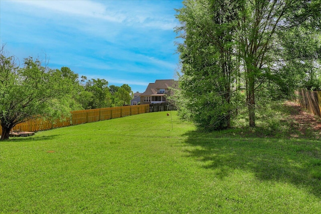 view of yard featuring a fenced backyard