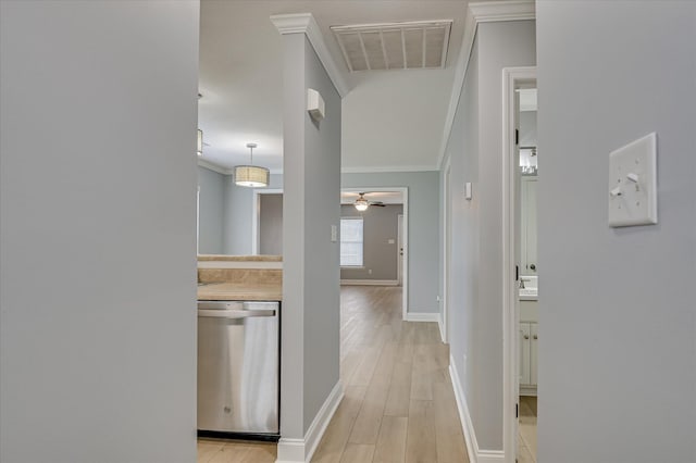 2120 Whitney S Dr, Augusta, GA 30904 - hallway featuring crown molding and light wood-style floors