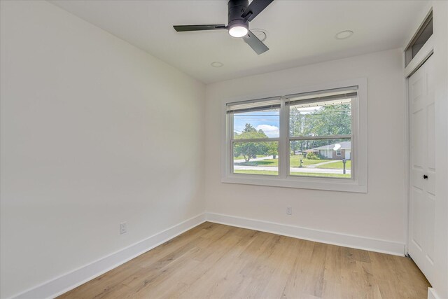 2281 Raleigh Dr, Augusta, GA 30904 - unfurnished bedroom with baseboards, light wood-type flooring, a closet, and a ceiling fan