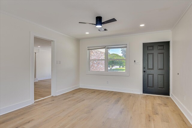 2281 Raleigh Dr, Augusta, GA 30904 - entryway featuring ornamental molding, light wood-style flooring, baseboards, and recessed lighting