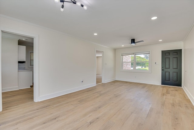 2281 Raleigh Dr, Augusta, GA 30904 - unfurnished room featuring ornamental molding, baseboards, light wood-type flooring, recessed lighting, and ceiling fan