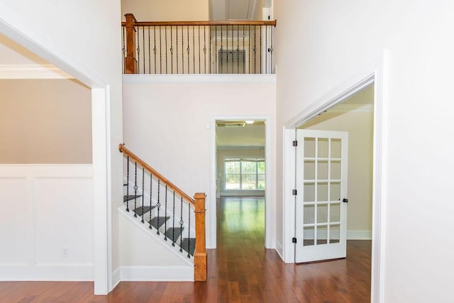 322 Pump House Rd, Evans, GA 30809 - entryway with wood finished floors, a high ceiling, and stairs