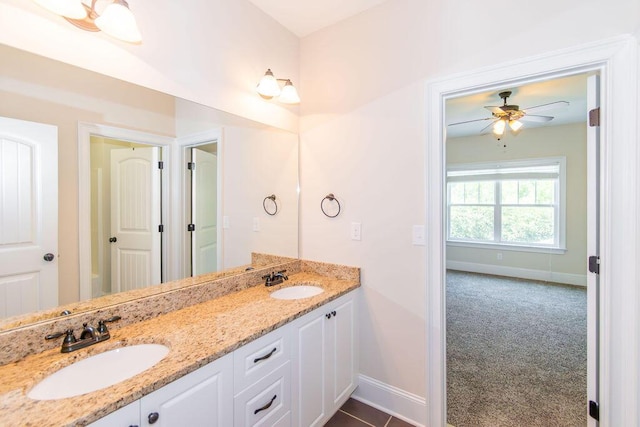 322 Pump House Rd, Evans, GA 30809 - bathroom featuring double vanity and ceiling fan