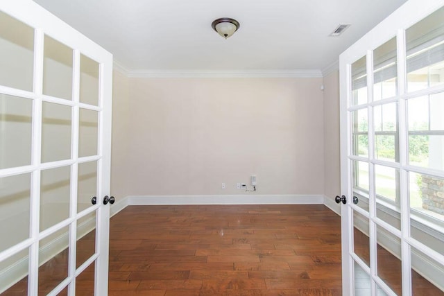 322 Pump House Rd, Evans, GA 30809 - empty room featuring dark wood finished floors, ornamental molding, and french doors